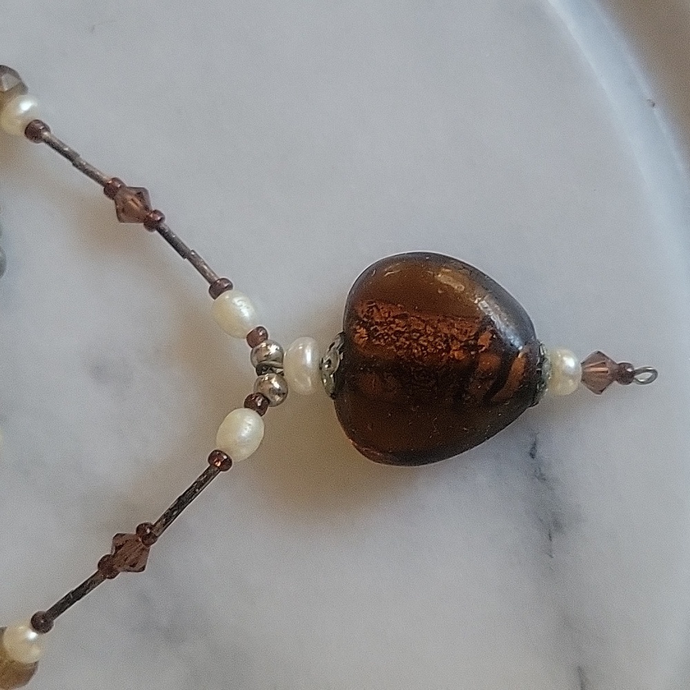 Estate Find Tiger's Eye And Pearl Necklace - Picture 4 of 4